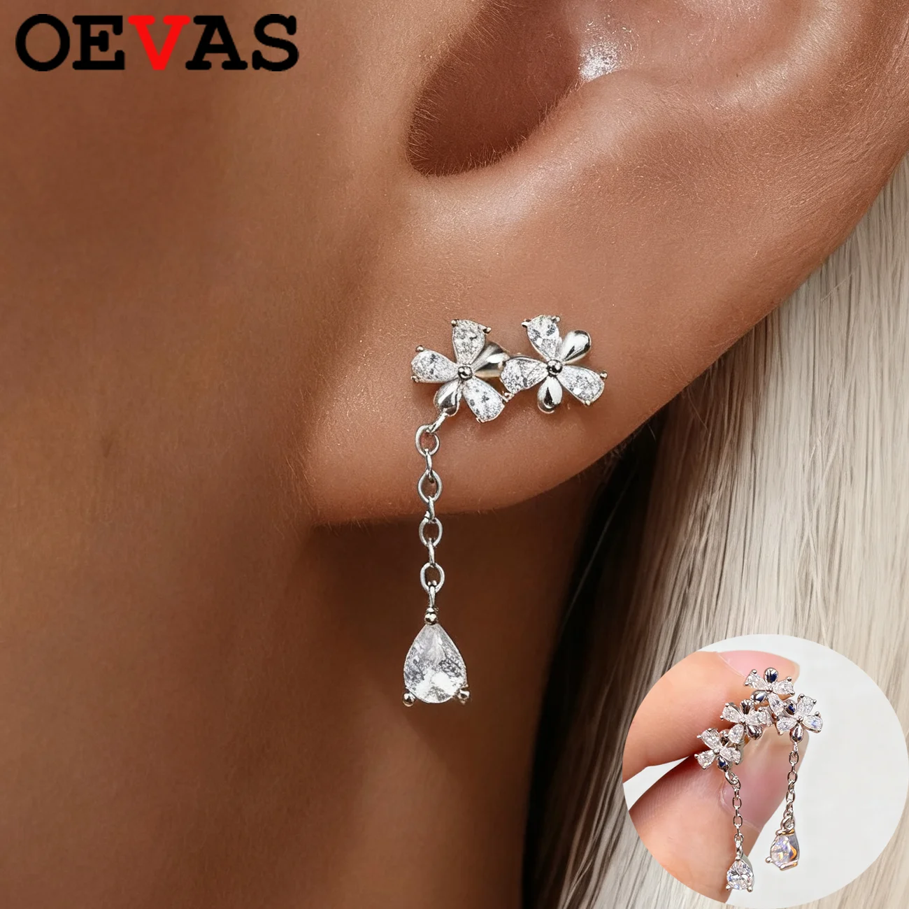 

Женские серьги OEVAS с каплями воды и муассанитом, стерлинговое серебро 925 пробы, лабораторные бриллианты, длинные серьги с кисточками, обручальные ювелирные изделия, подарок