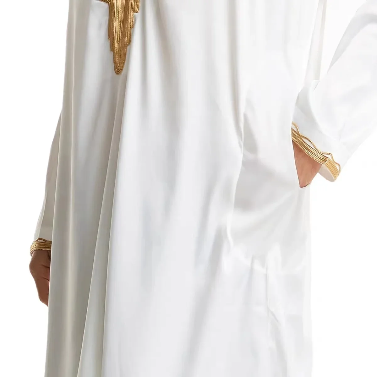 Mężczyźni Dishdasha Muslim Long Sleeve Dress Daffah Thobe Jubba Saudi Arab Thoub Kaftan Islamic Clothing Robes Abaya Dubai Middle East