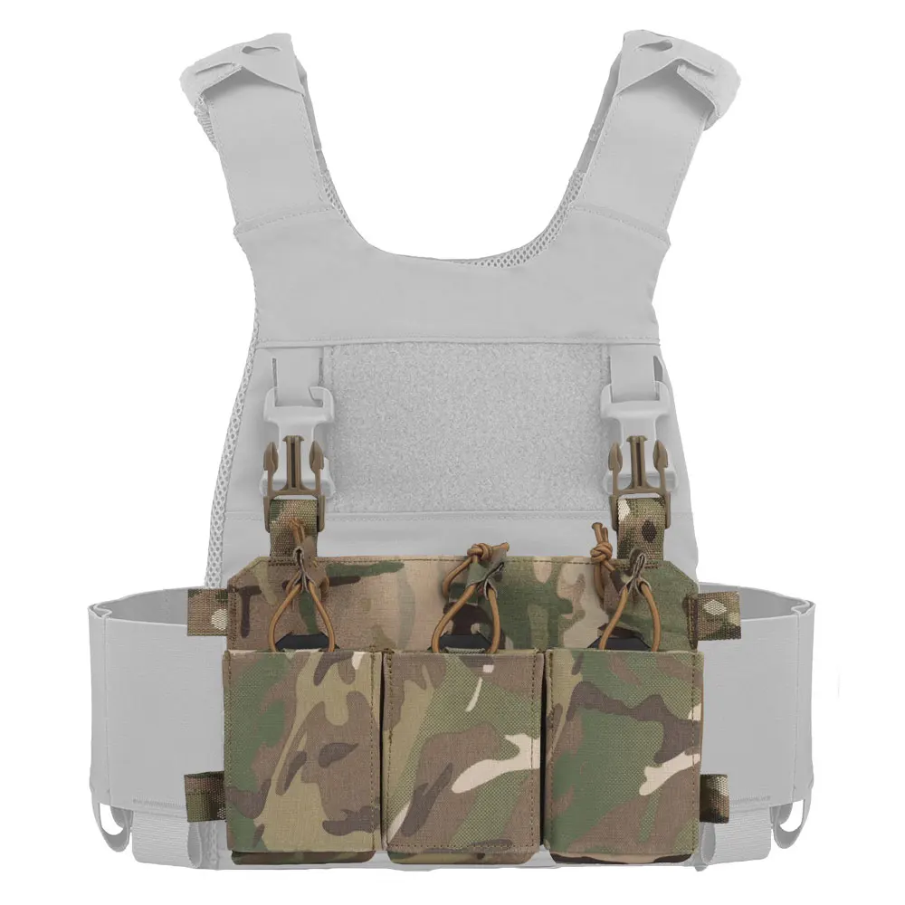 Wosport Triple 5.56/5.45/7.62 Mag Pouch Cordura Hard Insert Elastic Straps Retention Cord Quick Release Buckle for Airsoft Vest