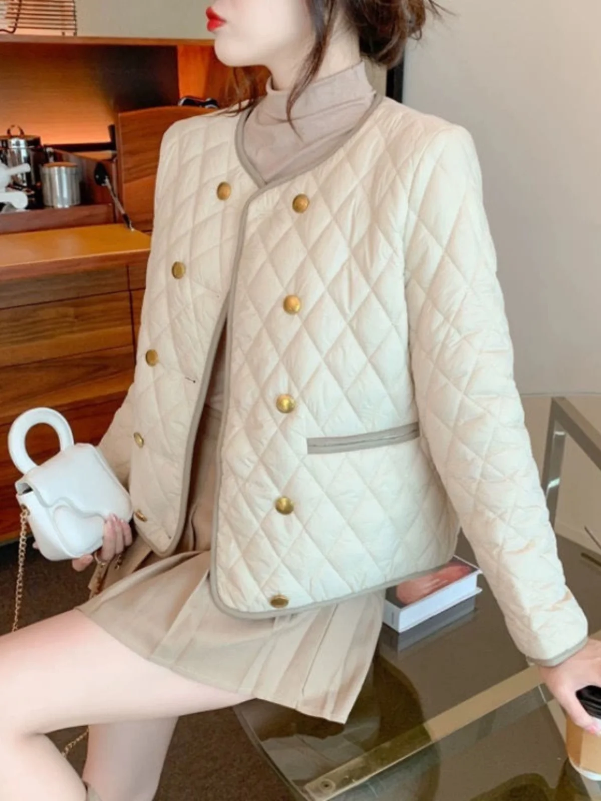 

Жакет из твида с пуговицами, женский, осенний, замшевый, матовый, в стиле ретро, винтажный, с отложным воротником, приталенный, с поясом, элегантный