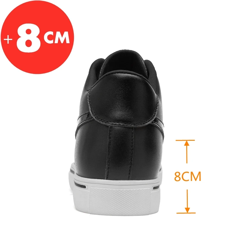 Zapatillas de deporte de cuero genuino para hombre, zapatos de elevación casuales, aumento de altura, plantilla de elevación de 8CM, deportes