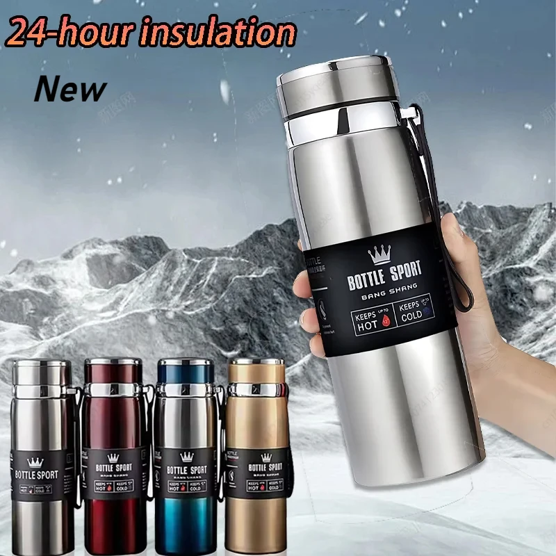 1000ml Thermal Water Bottle Thermos Vacuum Flask Double Stainless Steel Coffee Tea Insulated Cup Leakage-proof for Office