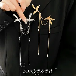 DREJEW Phoenix Pearl Tassel Brooch for Women 2025 Chinese Style New Fashion Pins Versatile Exquisite Party Wedding Accessory
