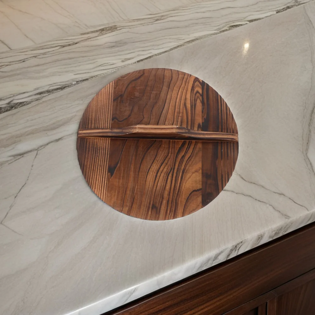 

Carbonized Wooden Wok Lid For Cast Iron Pan Natural Flat Cover Cooking Pot Lid Traditional Asian Cookware