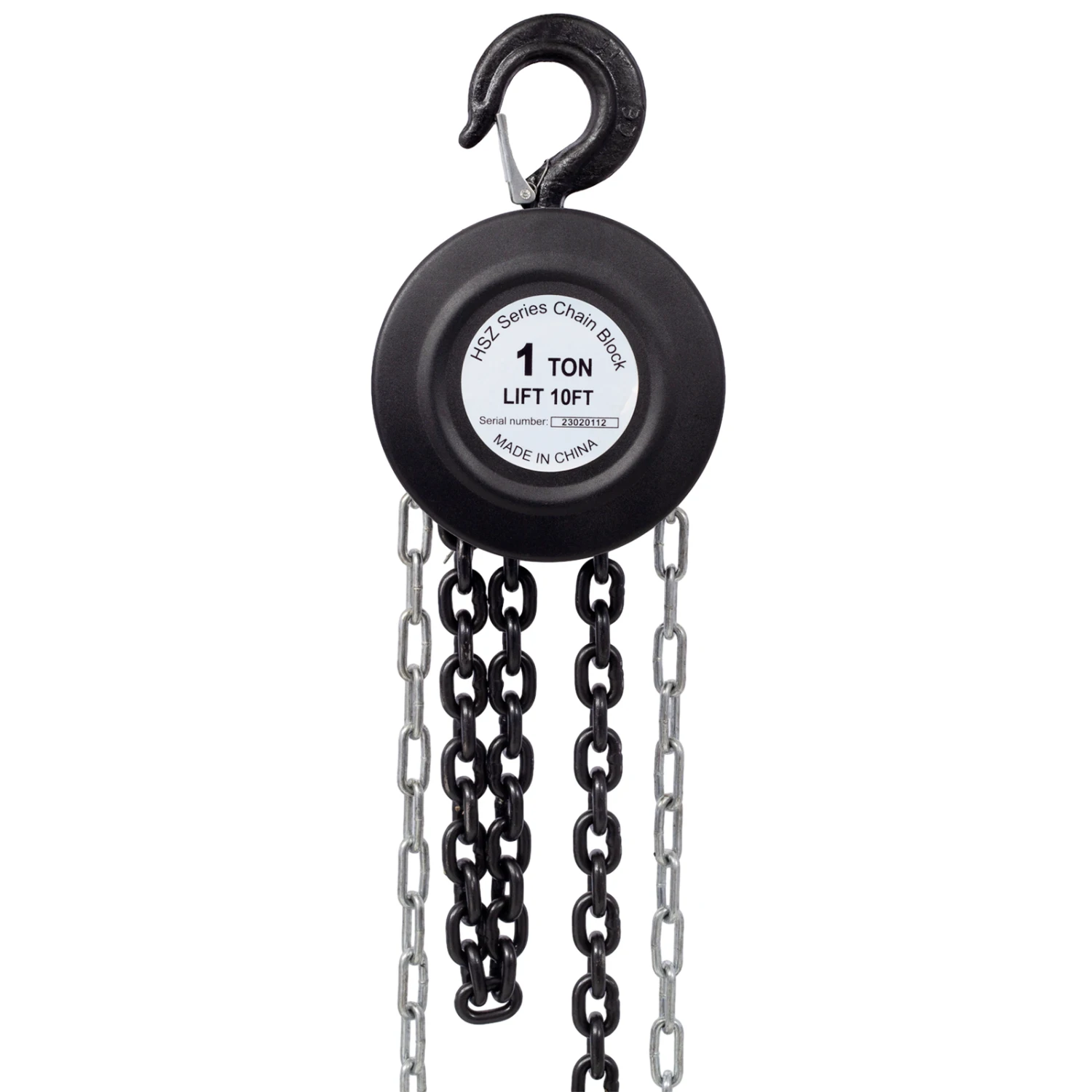 Chain Hoist 2200lbs 1T Capacity 10ft with Heavy Duty Hooks, Steel Construction, Black