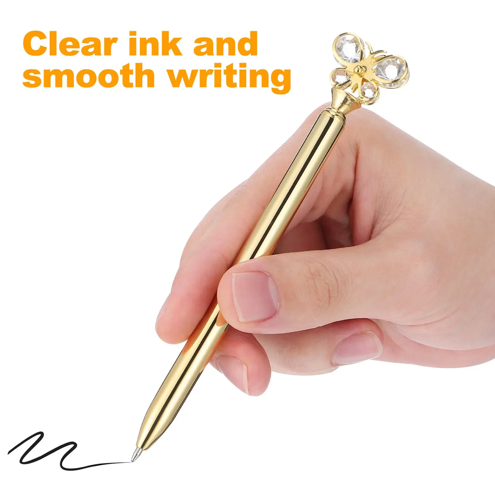 3pcs Metal Butterfly Pen Ballpoint Pens Smooth Writing Comfortable Grip Office Home School Student Kids Proper Size Perfect Gift