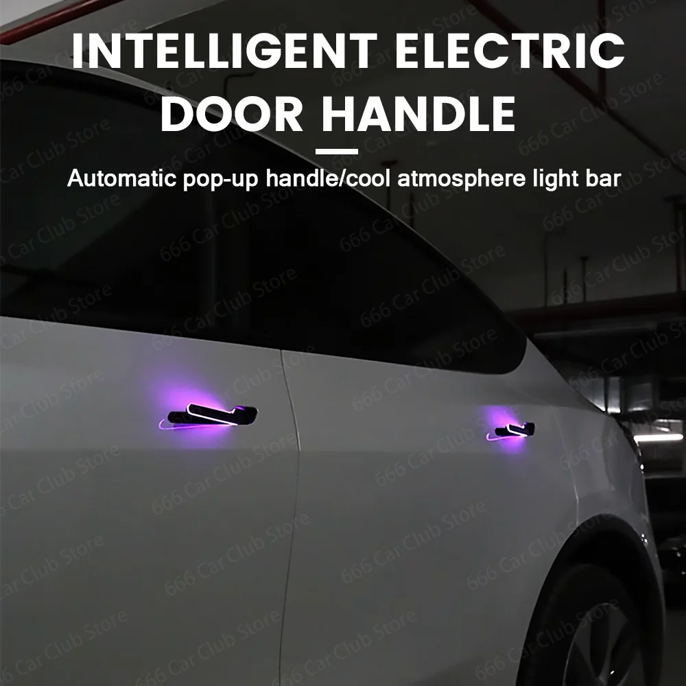 Voor Tesla Model 3Y Draadloze bediening Intelligente deurgreep Omgevingslicht Decoratieve accessoires
