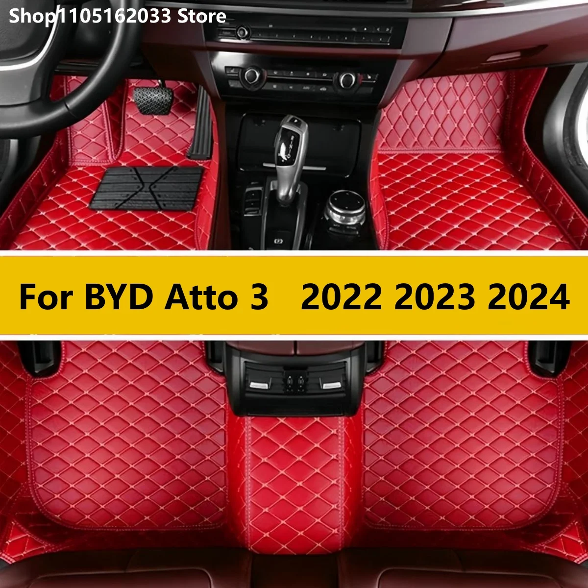 

Для BYD Atto 3 2022 2023 2024, автомобильные коврики из искусственной кожи на заказ, детали интерьера автомобиля, аксессуары, ковер