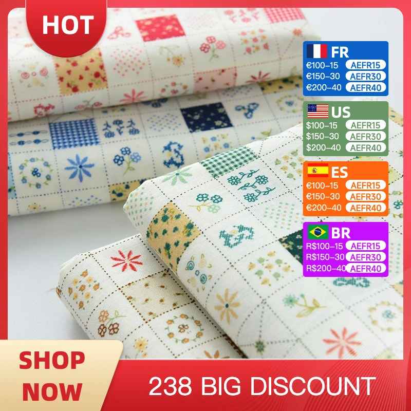 

100%pure cotton poplin 20S Manual DIY Digital printing decorate fabric clothing throw pillow luggage and bags dress Sling Shirt