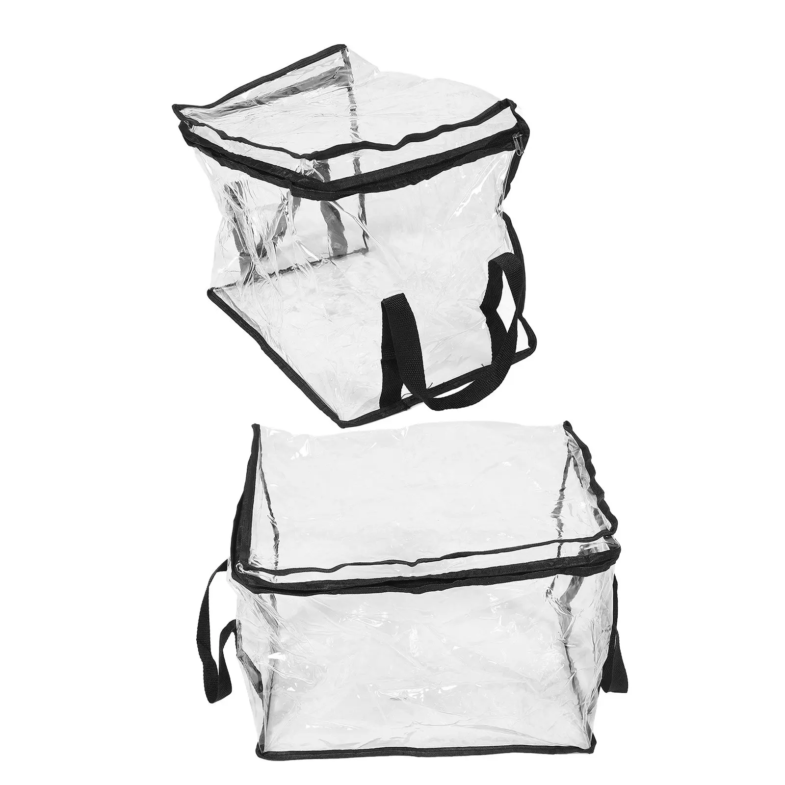 2Pcs Clear Book Organizer Collapsible Storage Bag PVC Document Organizer Box with Lid Lifting Handle for School