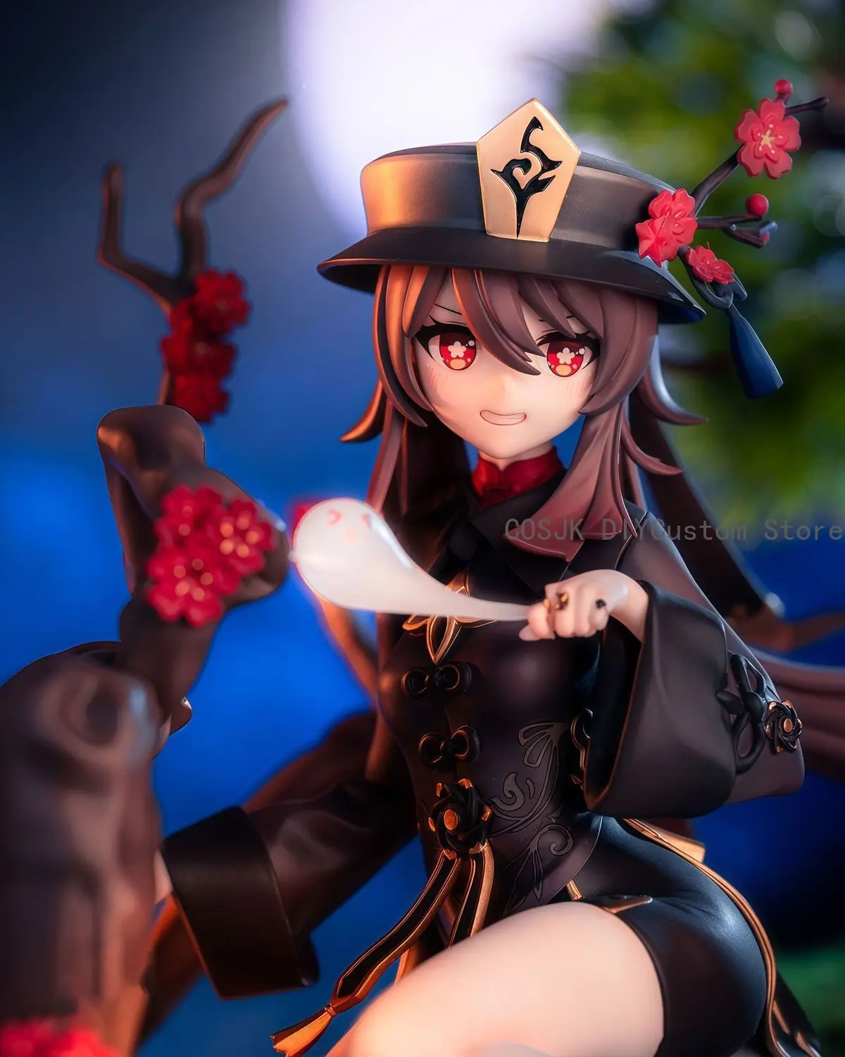 Game Genshin Impact Hu Tao Cute Girl Anime Cosplay Q Version PVC Figure Model Statue Toys Desktop Ornament Birthday Gift 25cm view 5