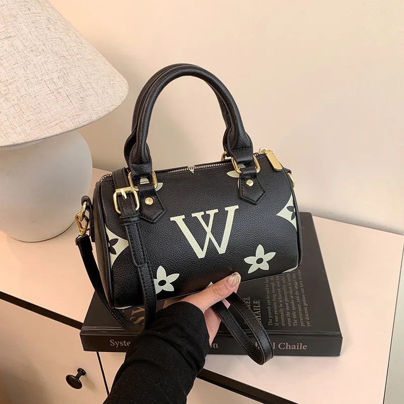 حقيبة يد مطبوعة ممتازة جديدة لعام 2025 - ريترو قديم - تصميم حروف الزهور، حقيبة ساعي نسائية متعددة الاستخدامات، حقيبة مربعة صغيرة عصرية