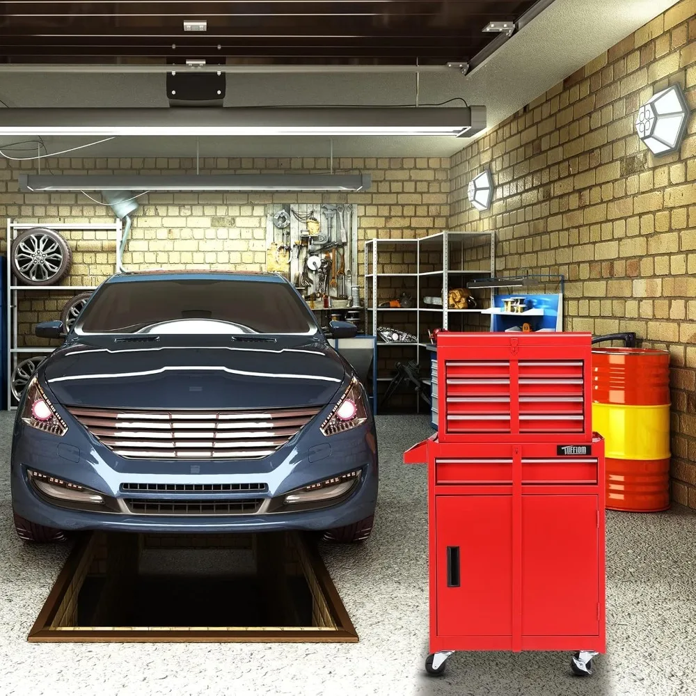 ตู้เครื่องมือแบบมีล้อ 5 ลิ้นชัก, ตู้เก็บเครื่องมือพร้อมลิ้นชัก, ล้อแบบล็อคได้, ฝาที่ถอดออกได้และชั้นวางปรับระดับได้