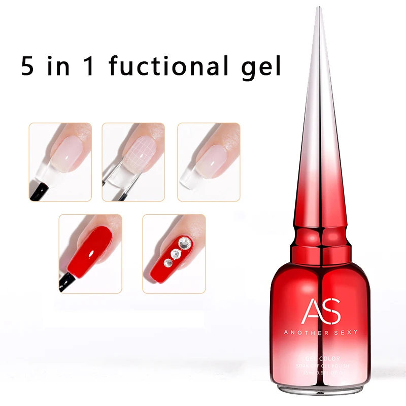 Als 15Ml 5 In 1 Nagellijm Gel Voor Acryl Nagels Weken Van Basisgel Top Coat Uv Extensie Nagel Gel Valse Nagel Tips Gel