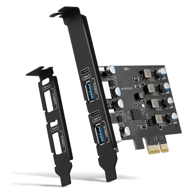 D7YC Internal USB Expansion Card with Up to 5 V/3 A per Connectors, Slot-Supplied Operation, and a Mixed 2-and-2 Layout for