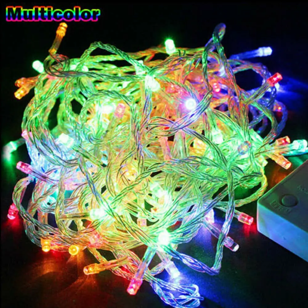 100 LED String Lights Outdoor Indoor 10 M Christmas Lights 8 Lighting Modes Plug in Waterproof Fairy Lights (Multicolor)
