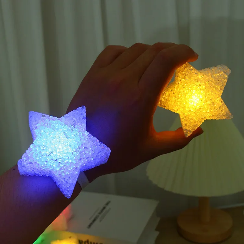 Star Handheld LED Light Cute  Acrylic Star Shaped Night Light  Anti-slip Band Light Lamp for Dance Performance Stage Photo Prop