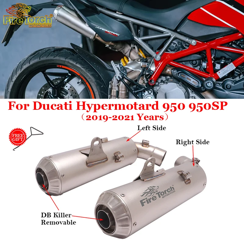 

Слипоны для Ducati Hypermotard 950 950SP 2019 2020 2021, полностью выхлопная система мотоцикла, модифицированный левый и правый глушитель, Соединительная труба