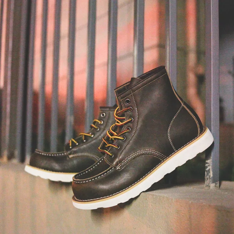 Luxury Brand Men Vintage Casual Autumn Winter Leather Shoes British Ankle Boots Motorcycle Boots
