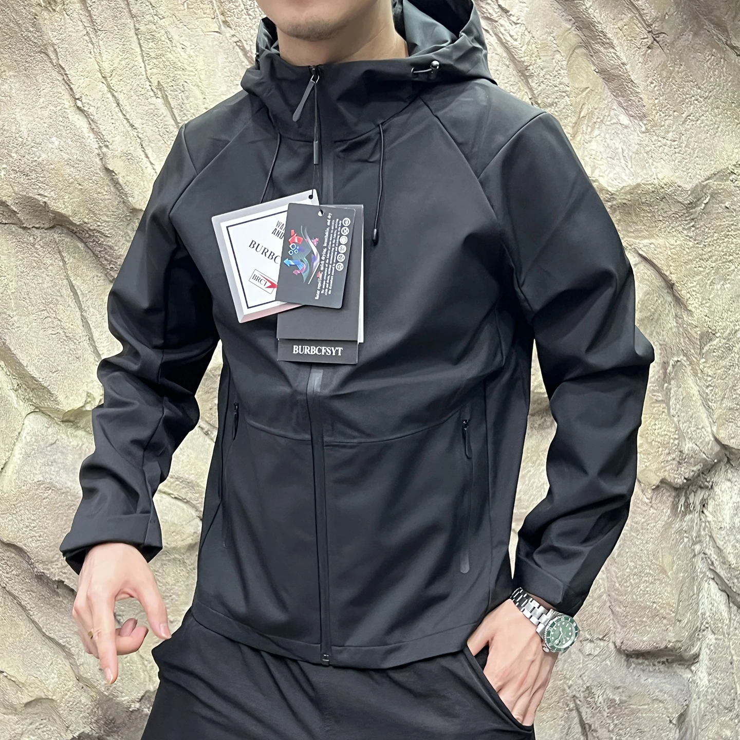 All-Weather Series High-End Built-In Taped Outdoor Jacket with Hood Men's Women's Waterproof Windproof Fashionable Autumn Coat