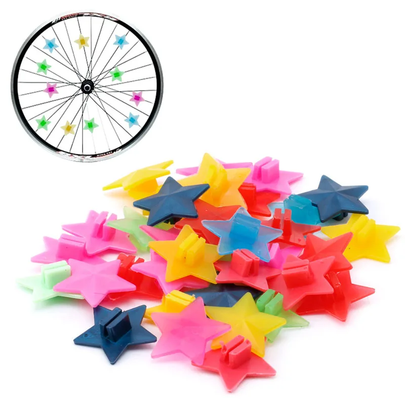 36Pcs/Bag Cycling Plastic Wheel Spoke Colorful Star Decoration MTB Bike