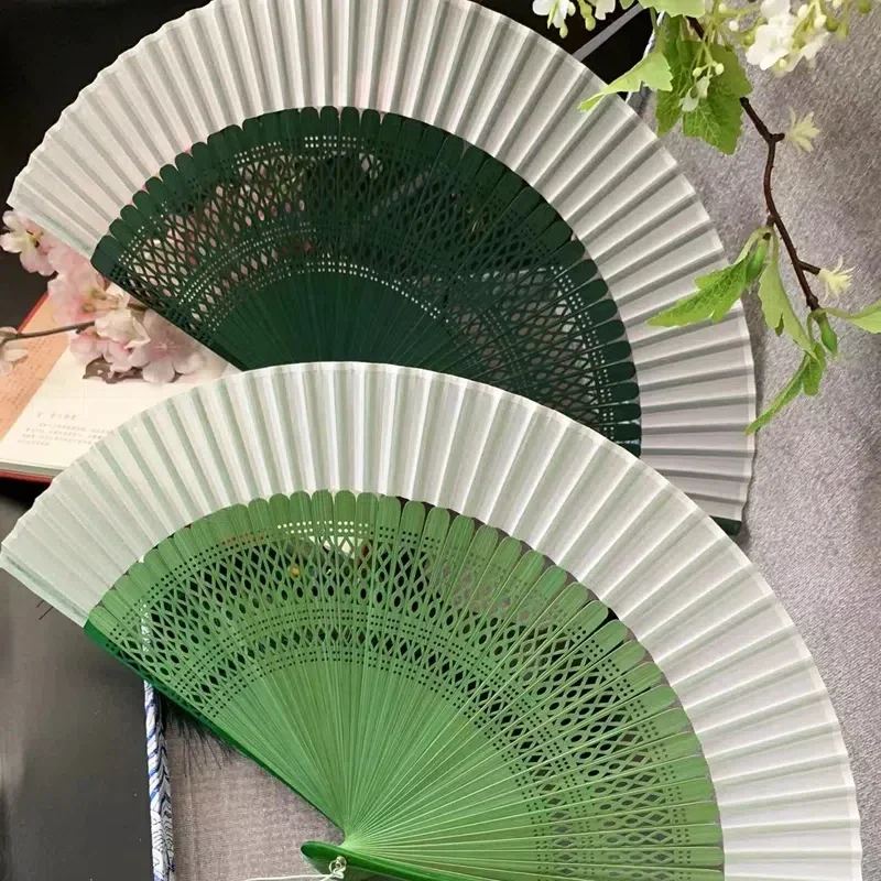 Ancient Style Dance Fan Chinese Style Hanfu Cheongsam Green Hand Folding Fan Summer Small Single-Sided Bamboo Ribs Portable Fan - Image 3