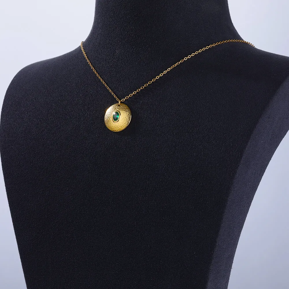 Zircon Round Necklaces For Women Men Gold Color Stainless Steel Necklace Pendant Female Neck Chain Fashion Jewelry Gift 2024 New