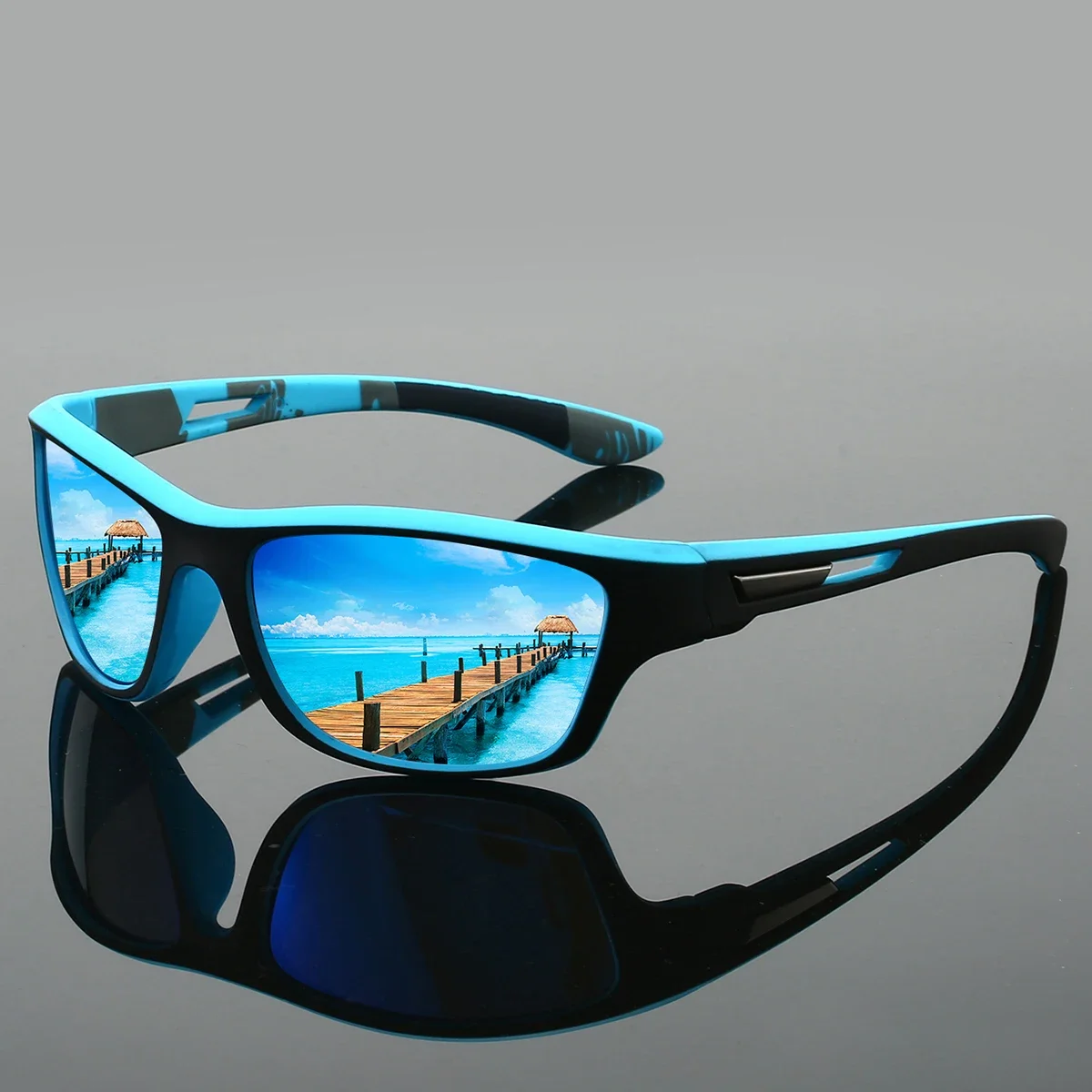 GM LUMIAS Ultraleichte Sport-Sonnenbrille für Herren, neue futuristische polarisierte Outdoor-Radsport-Sonnenbrille, trendige Spiegelschutz-Sonnenbrille