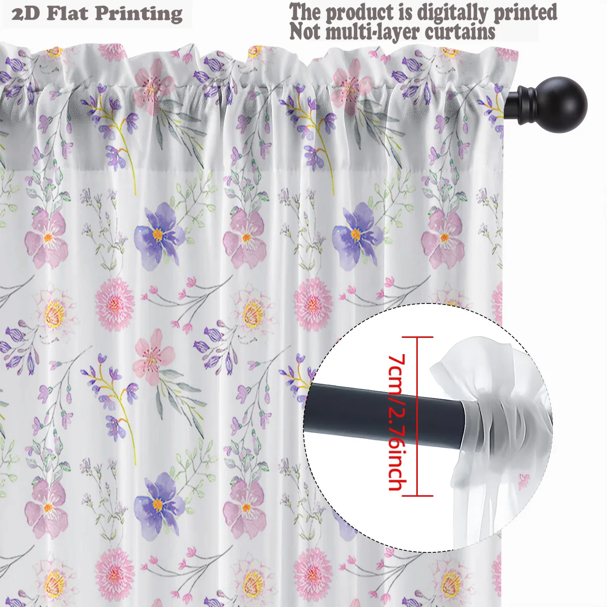 قطعة واحدة نافذة نمط الأزهار الستار شير الطازجة لينة ضوء البلد النمط الفرنسي الشمال يشعر قضيب جيب نافذة لوحة