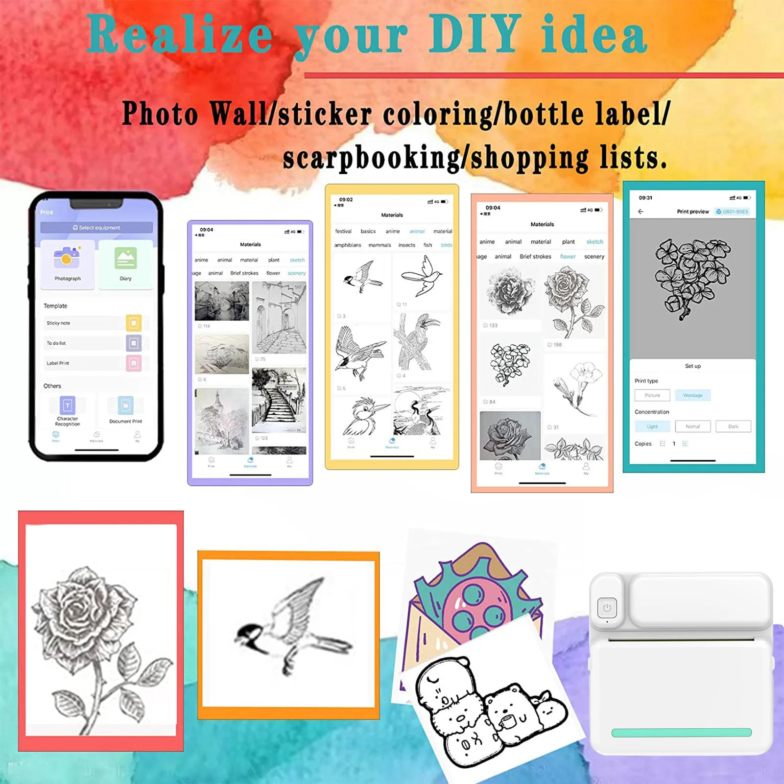 Mini imprimante thermique Portable 200DPI, papier Photo de poche pour utilisation avec application sans fil, dents bleues, cadeaux pour étudiants