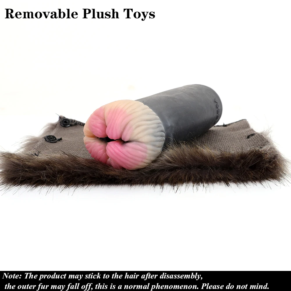 GEEBA Soft Silicone Male Masturbator In Artificial Fur Dual Hole Sex Toys For Men Realistic Vagina Pocket Pussy All-pass Channel