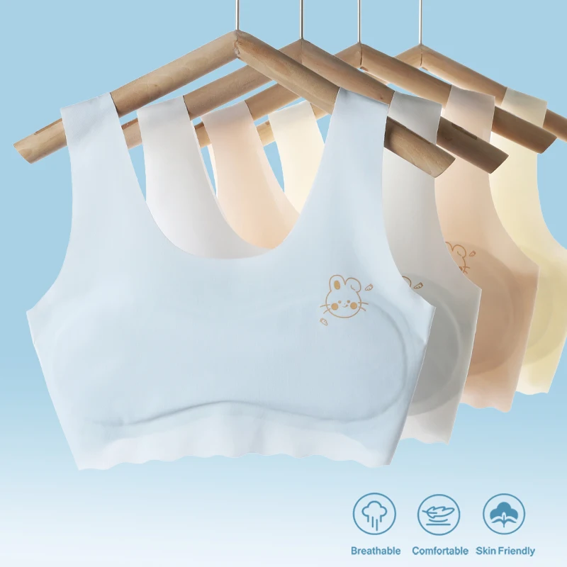 Girls' developmental period underwear vest, student girls' middle and high school period strapless bra, girls' summer thin anti