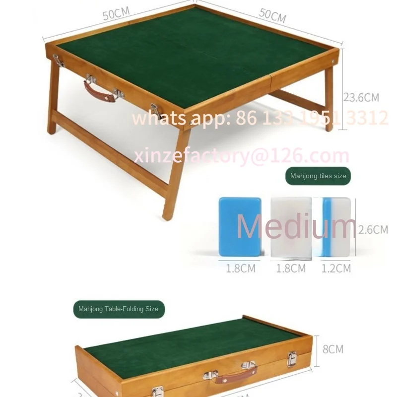Customizable Outdoor Portable Mahjong Travel Folding Mahjong Table Set Handheld Solid Wood Travel Dormitory Folding Small Mahjon