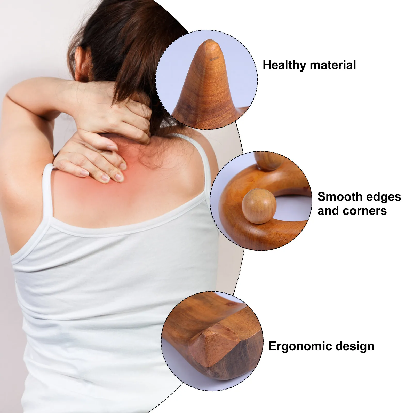 

Набор из 5 массажных досок Гуаша из сандалового дерева: традиционные скребки для тела, улучшающие кровообращение, снимающие усталость и боль, для лица