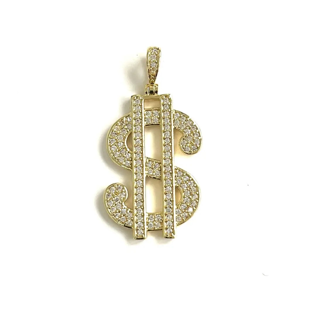 5 Pcs Dollar Sign Charms Cubic Zirconia Pav Pendant 18x27mm Jewelry Supplies for African American Black Woman Bracelets Necklace