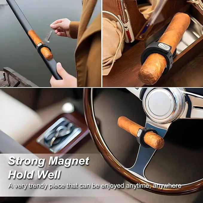 4pcs Adjustable Magnetic Cigar Holders For Golf Cart For 35–60 Ring Portable Hands-free Cigar Holder Non-slip Handle Men Gift