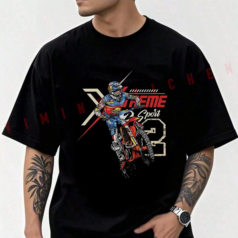 

Men's Moto Cotton T-Shirt Cool Motorcycle Rider Graphic Tshirt Adventure Casual O-Neck Top Tee
