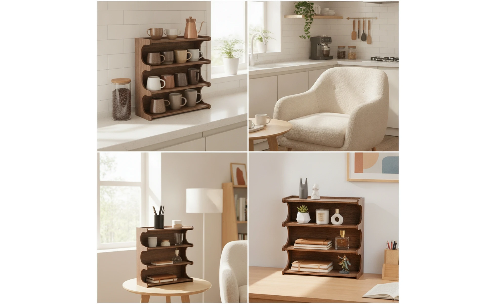 Mug Storage Shelf Elegant Cup Storage Rack Desktop Cup Rack Double-Tier Coffee Mug Display Shelf Space-Saving for Collectors