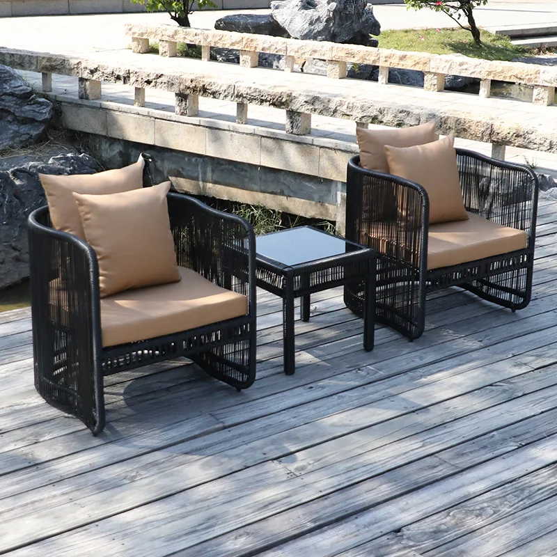 mf-Hot Selling Outdoor Premium Black  Rattan Single Sofa for Poolside Ergonomic Design with Luxurious Comfort&