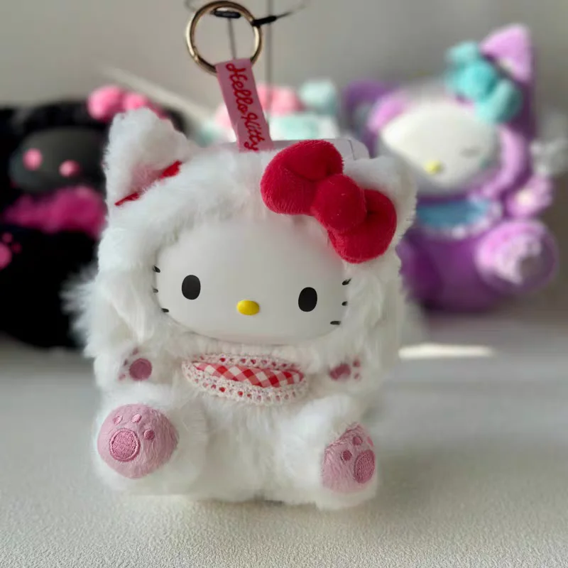 

16cm In Stock Genuine HelloKitty Cartoon Leopard Print Plush Doll Pendant 6 Styles Backpack Keychain Toys ornament Merchandise