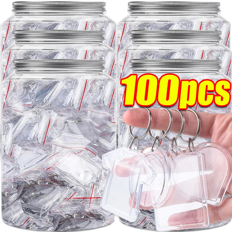 صور المفاتيح 50/5 قطعة سلسلة المفاتيح فارغة مزدوجة الوجهين فارغة إدراج واضح الاكريليك سبليت حلقة الحرفية هدية لأصدقاء العائلة #2