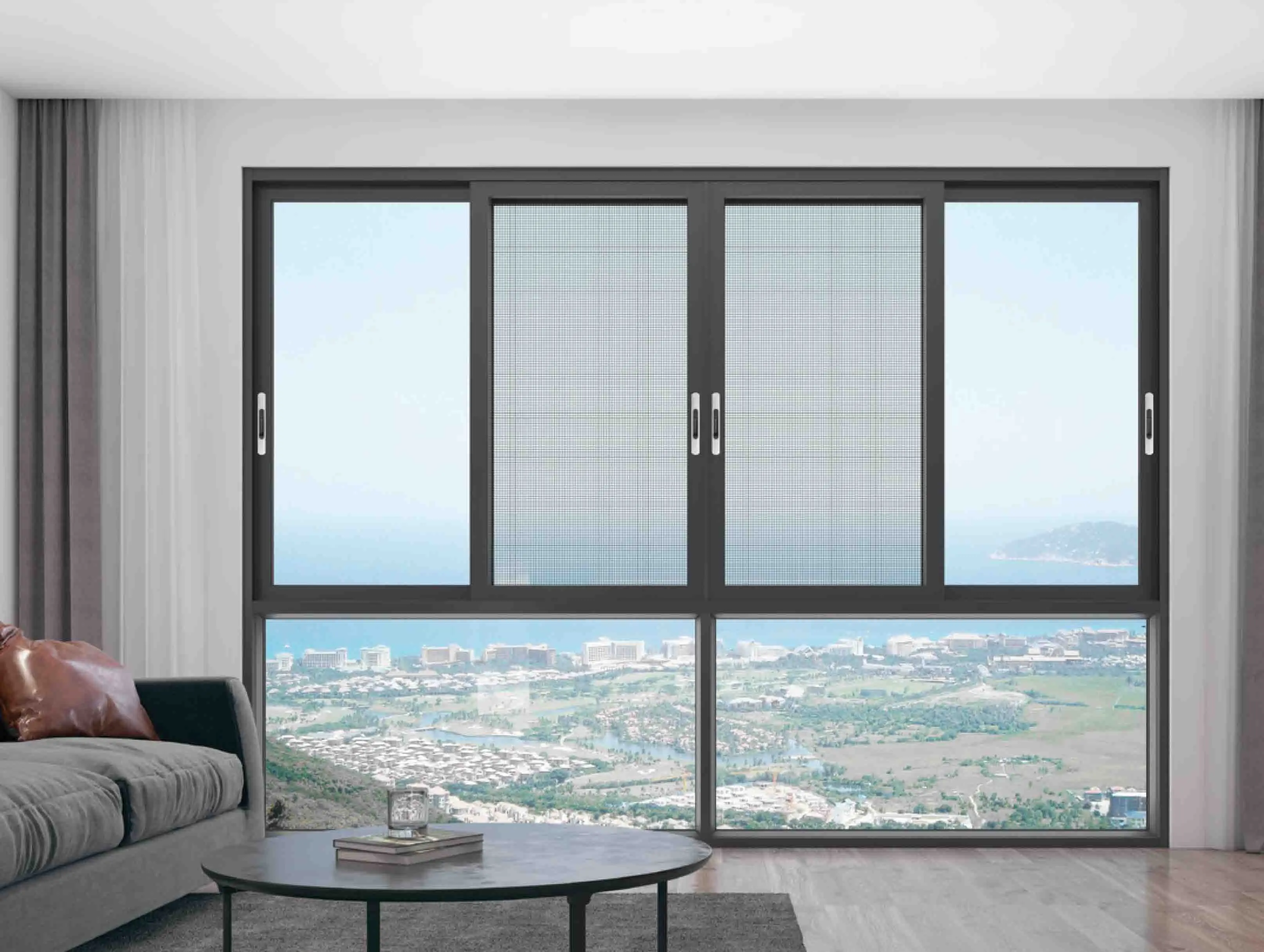 2025 Black Aluminum Alloy Casement Window Frame Fixed Open Style for Home Use & Hurricane Resistant