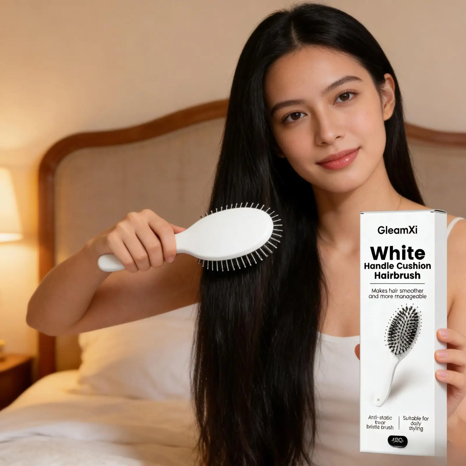 Detangling Hair Brush for Curly Hair Smoothing Straight Hair Styling Comb Salon Handle Bristle & Nylon Air Cushion Hair Brush