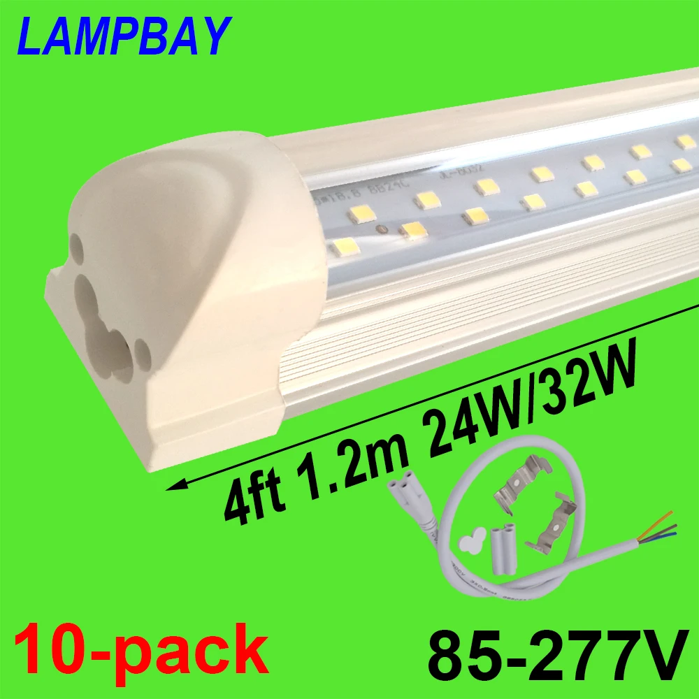 

T8 Integrated LED Tube 4ft 1.2m 24W 2900LM 32W 4100LM 48" Double Row Lights Bar Lighting Super Bright Lamp Fixture with fittings