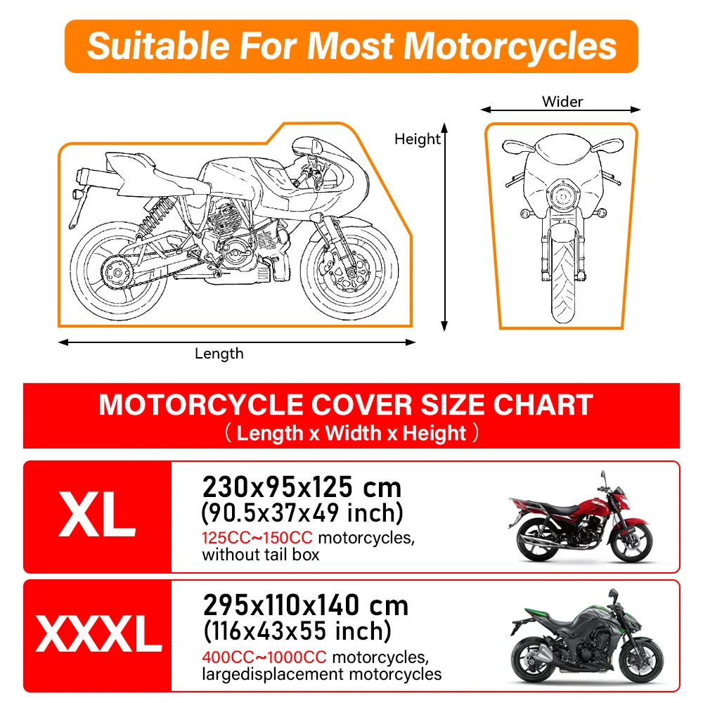 3XL Thick 420D Motorcycle Covers Black Design Waterproof Motors Dust Rain Snow UV Protector Cover Indoor Outdoor XXXXL image 6
