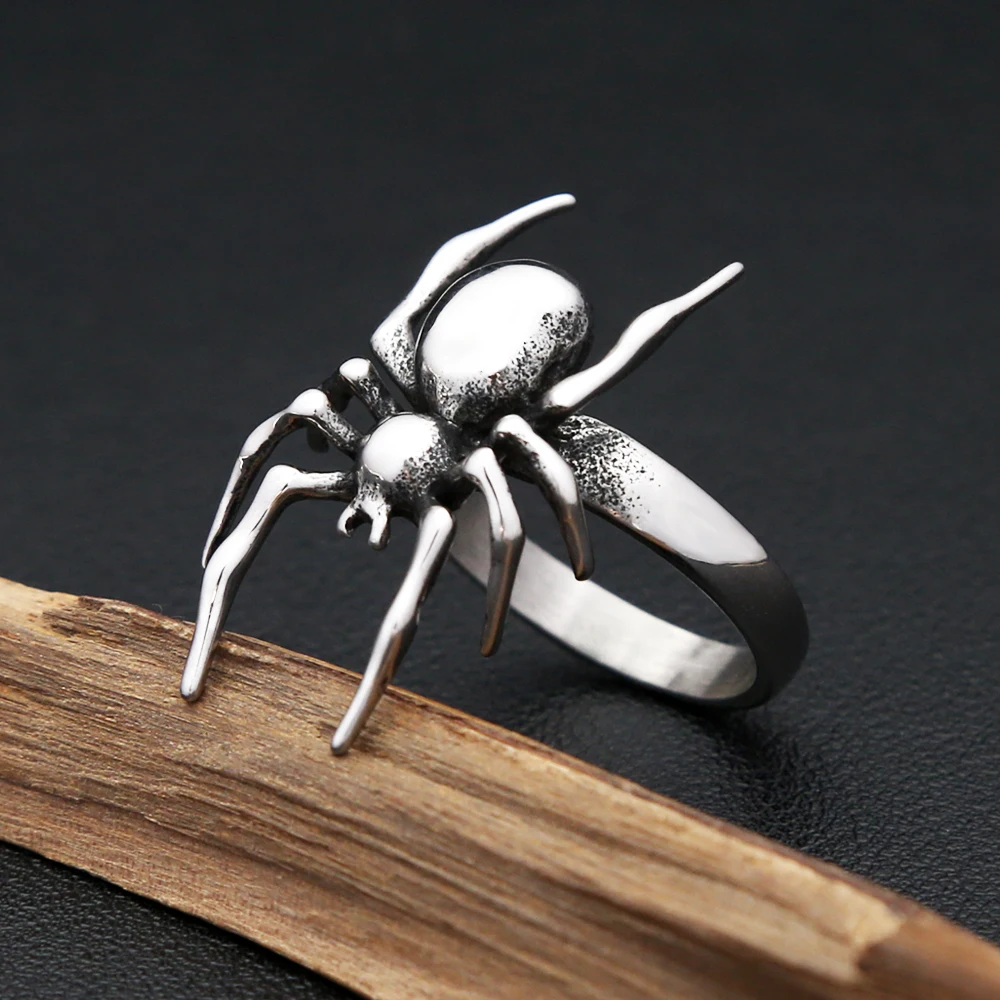 Vintage 316L Stainless Steel Spider Ring Punk Hip Hop Singular Animal Rings For Men Women Fashion Party Jewelry Gifts Wholesale