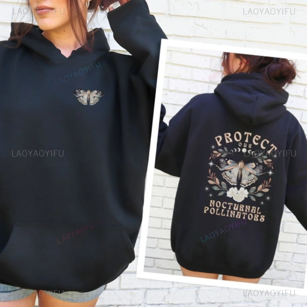 Nocturnal Pollinators Moth Hoodie Naturalist Native Plants Whimsigoth Clothing Protect The Locals Ecology Earthy Sweatshirt Lady