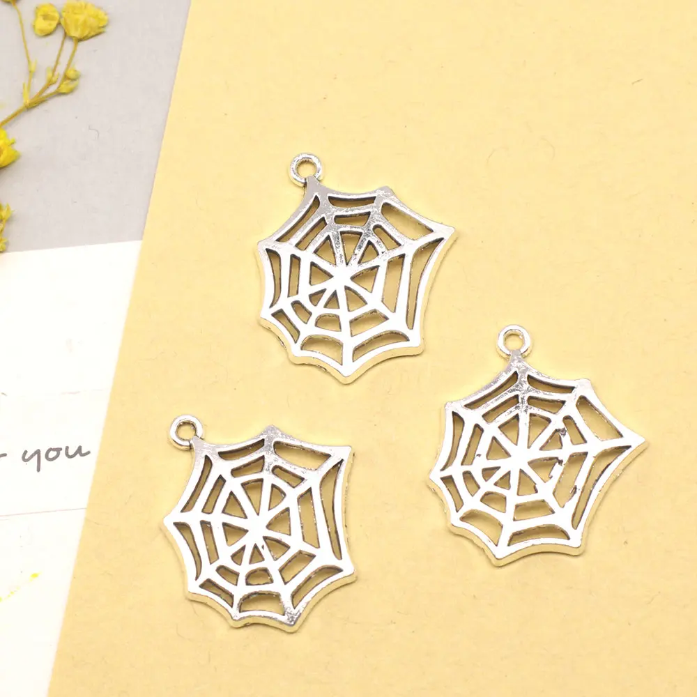 

10pcs 23x25mm Spider Web Charms Pendants For Jewelry Art Crafts Diy Jewelleri Antique Silver Color