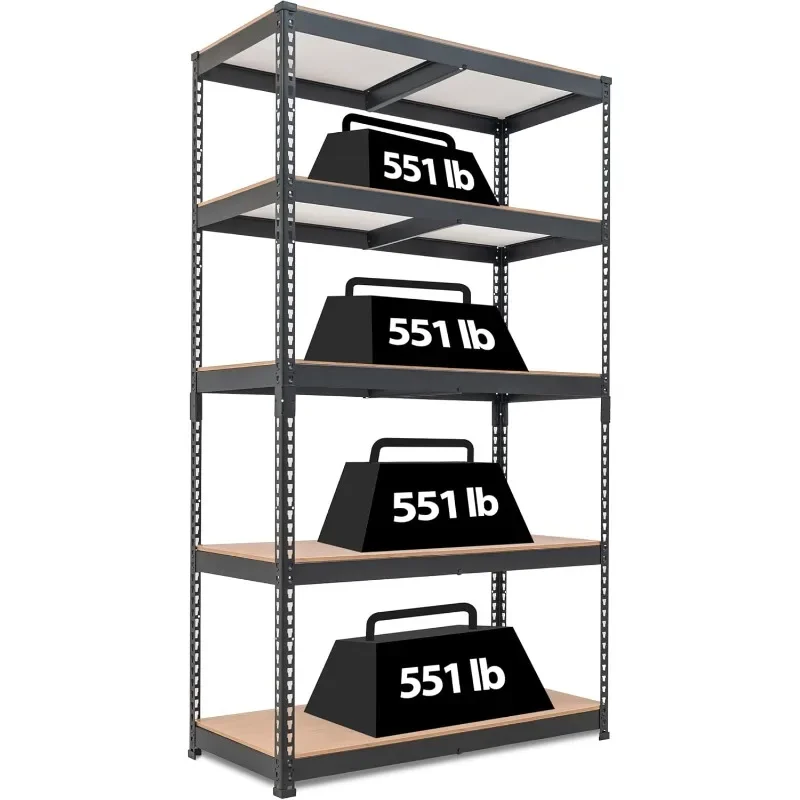 

HOMEDANT 5-Tier Laminated Boltless Heavy Duty Metal Shelving Unit Adjustable Garage Storage Utility Rack Shelves