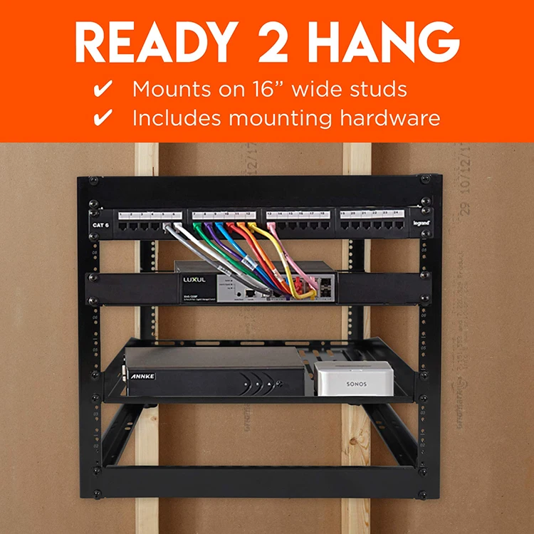 10U Network Rack - Wall Mounted Heavy Duty 4-Pillar Design to Accommodate All Your Network and AV Equipment - Open Frame